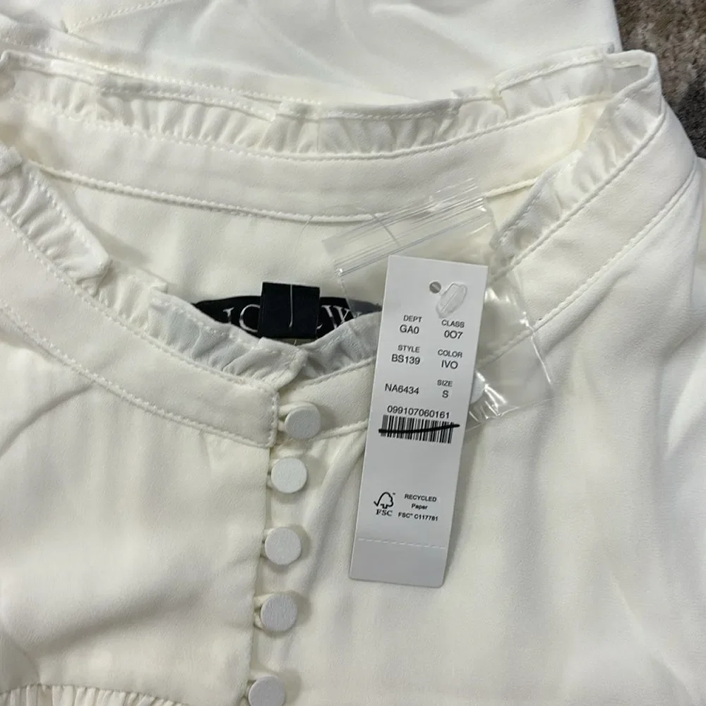 J. Crew Sleeveless button-front ruffleneck popover*